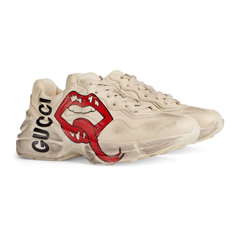 gucci rhyton sneaker with mouth print price|gg rhyton low top sneakers.